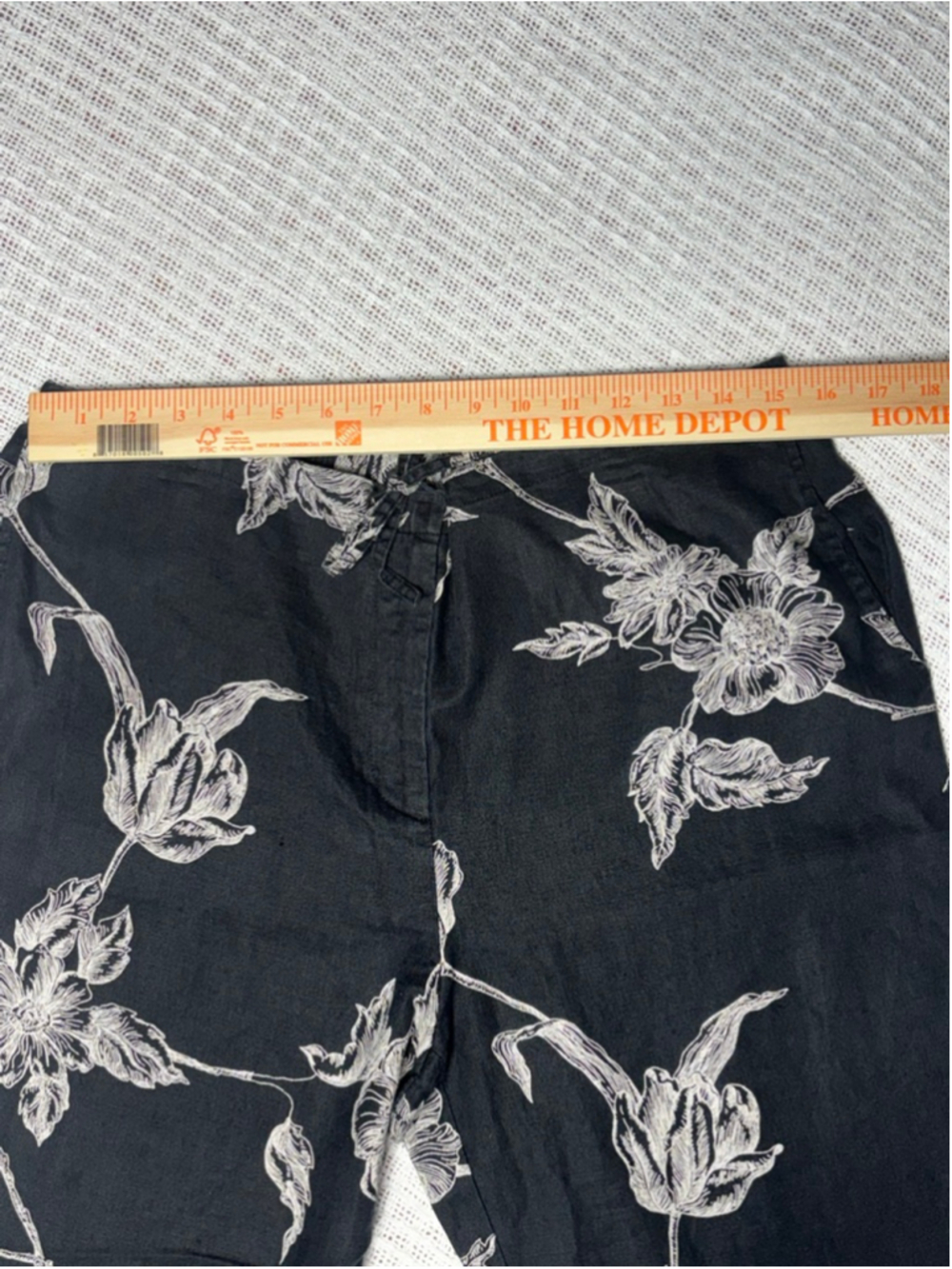Dialogue 100% Linen Black & Cream Floral Relaxed Breatheable Pants Size 10 GUC - Picture 3 of 7